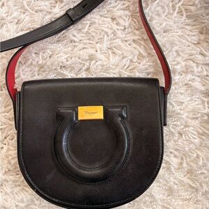 Ferragamo City Gancini Leather Crossbody Saddle Bag